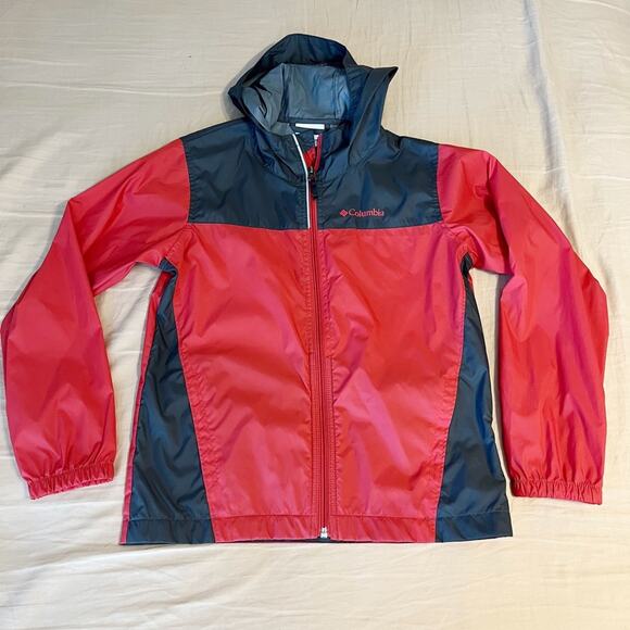 NWOT Columbia Girl’s Zip-Up Hooded Raincoat in Pink and Rain Size Medium - Picture 1 of 6